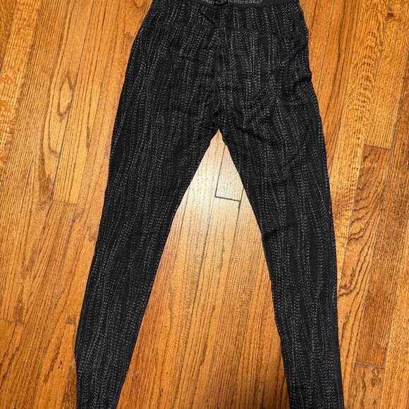 icebreaker wool leggings long underwear 260 medium black snow print - Picture 3 of 6